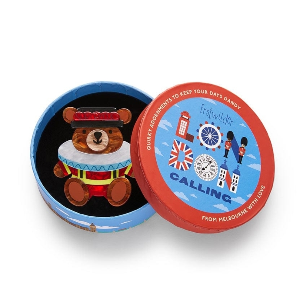Erstwilder Bear Brooch with Red and Blue Details Teddy Yeoman Brooch